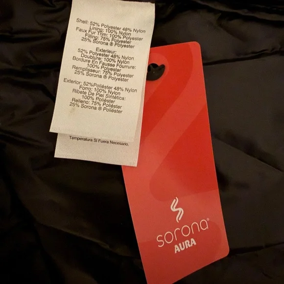 NWT‎ H by HALSTON Black Quilted Puffer Coat Asymmetric Oversized Faux Fur Collar - Picture 10 of 17